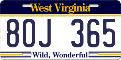 WV license plate 8OJ365