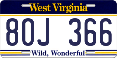 WV license plate 8OJ366