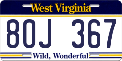 WV license plate 8OJ367