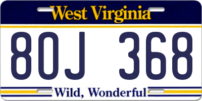 WV license plate 8OJ368