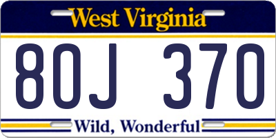 WV license plate 8OJ370