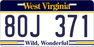 WV license plate 8OJ371