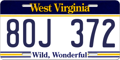 WV license plate 8OJ372