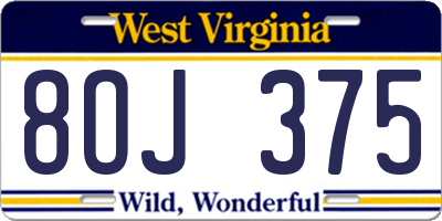 WV license plate 8OJ375