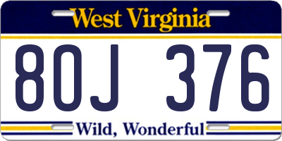 WV license plate 8OJ376