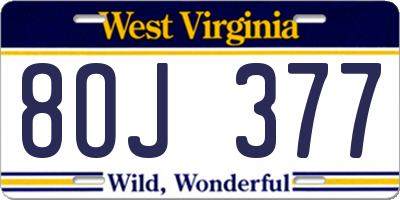 WV license plate 8OJ377