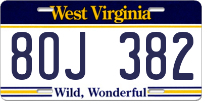 WV license plate 8OJ382