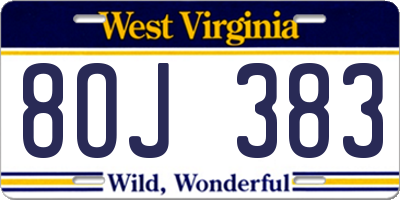 WV license plate 8OJ383