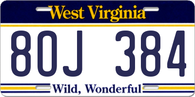 WV license plate 8OJ384