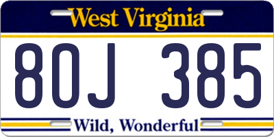WV license plate 8OJ385
