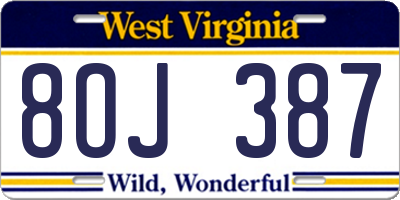 WV license plate 8OJ387
