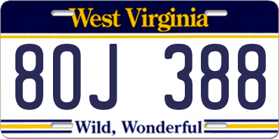 WV license plate 8OJ388
