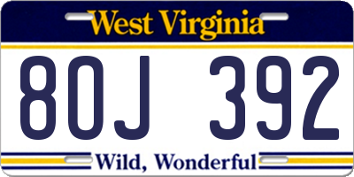 WV license plate 8OJ392