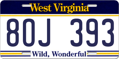 WV license plate 8OJ393