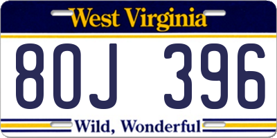 WV license plate 8OJ396