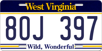 WV license plate 8OJ397