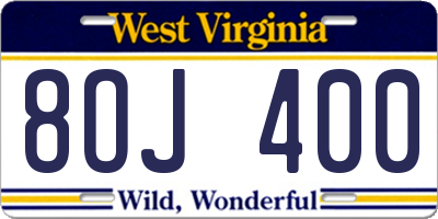WV license plate 8OJ400