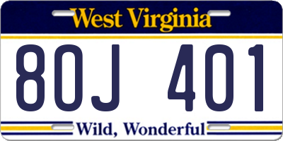 WV license plate 8OJ401
