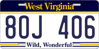 WV license plate 8OJ406