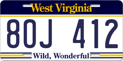 WV license plate 8OJ412