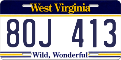 WV license plate 8OJ413