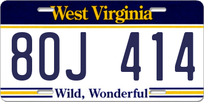 WV license plate 8OJ414