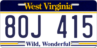 WV license plate 8OJ415