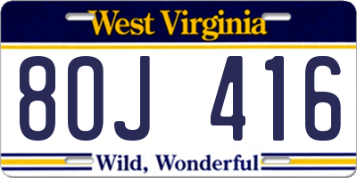 WV license plate 8OJ416