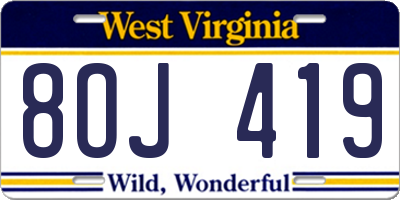 WV license plate 8OJ419