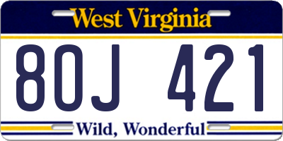 WV license plate 8OJ421