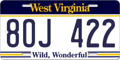 WV license plate 8OJ422