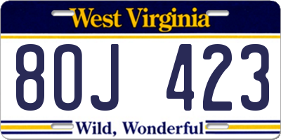 WV license plate 8OJ423
