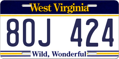 WV license plate 8OJ424