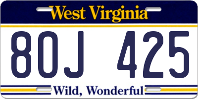 WV license plate 8OJ425
