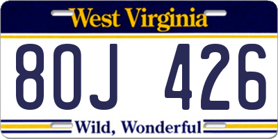 WV license plate 8OJ426