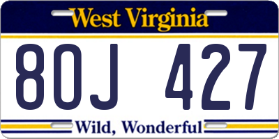 WV license plate 8OJ427