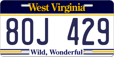 WV license plate 8OJ429