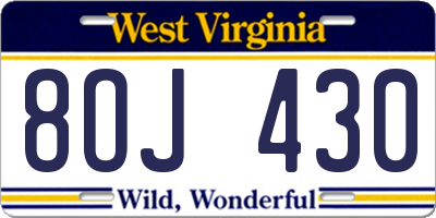 WV license plate 8OJ430