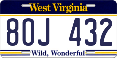 WV license plate 8OJ432
