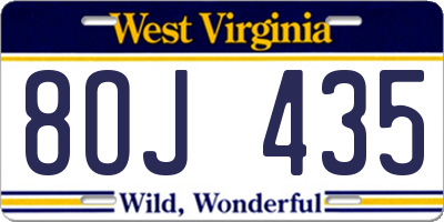 WV license plate 8OJ435