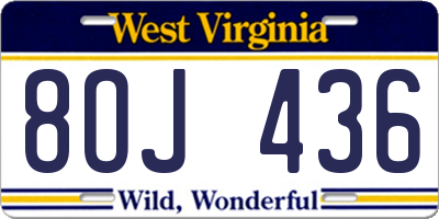 WV license plate 8OJ436