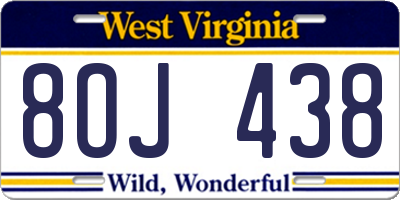 WV license plate 8OJ438