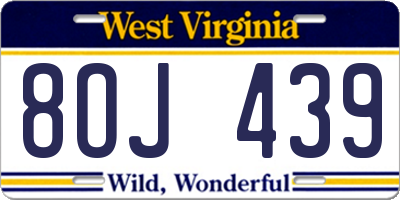 WV license plate 8OJ439