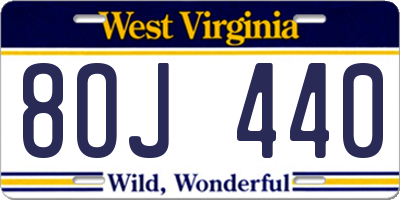 WV license plate 8OJ440