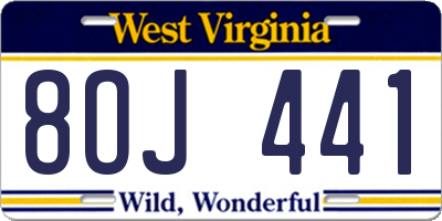 WV license plate 8OJ441