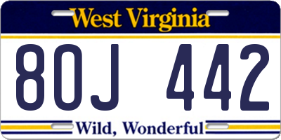 WV license plate 8OJ442