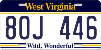 WV license plate 8OJ446