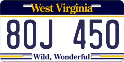 WV license plate 8OJ450