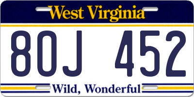 WV license plate 8OJ452