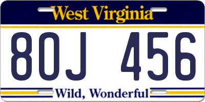 WV license plate 8OJ456